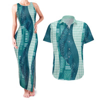 Polynesian Tribal Pattern Patchwork Picturesque Couples Matching Tank Maxi Dress and Hawaiian Shirt Oceanic LT7 Blue - Polynesian Pride