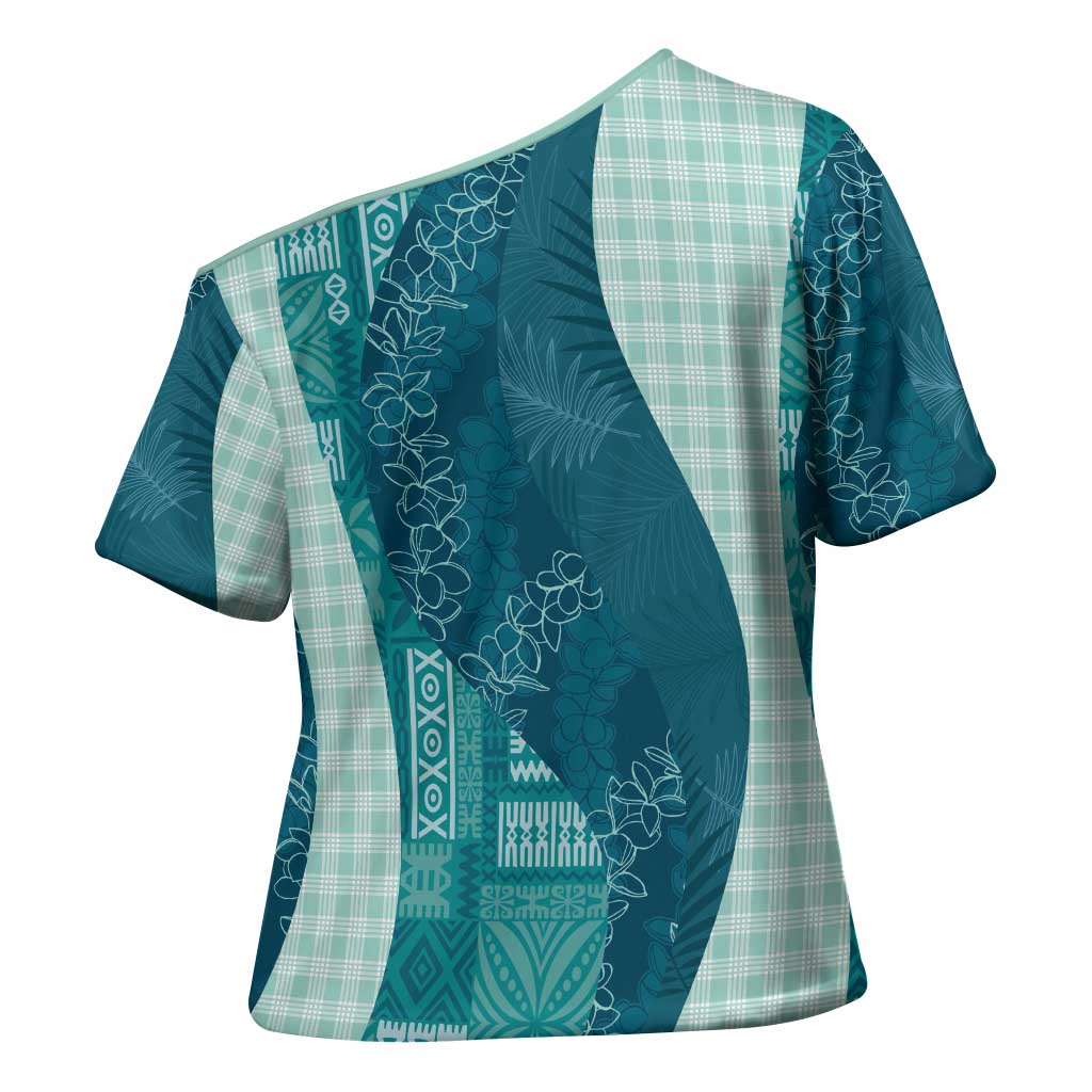 Polynesian Tribal Pattern Patchwork Picturesque Cross Shoulder Shirt Oceanic LT7 - Polynesian Pride