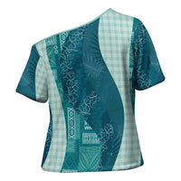 Polynesian Tribal Pattern Patchwork Picturesque Cross Shoulder Shirt Oceanic LT7 - Polynesian Pride