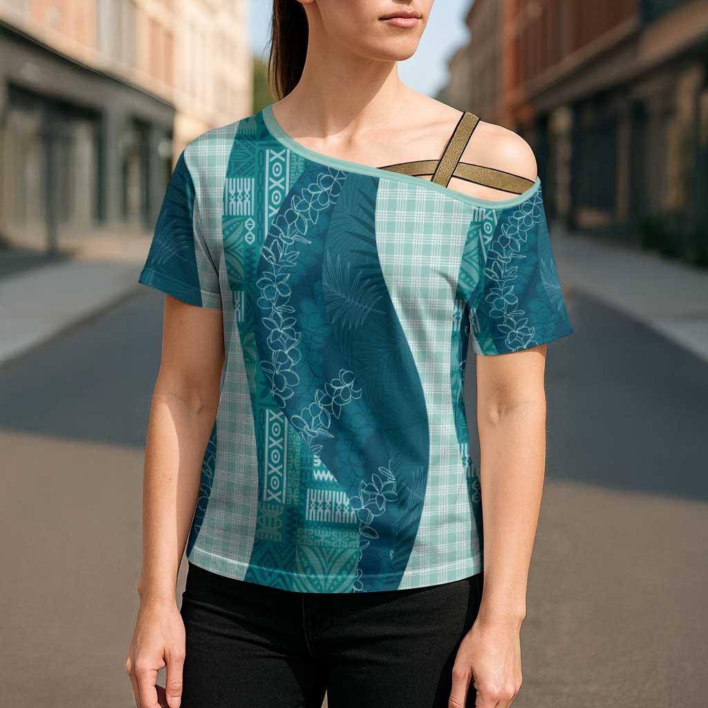 Polynesian Tribal Pattern Patchwork Picturesque Cross Shoulder Shirt Oceanic LT7 - Polynesian Pride