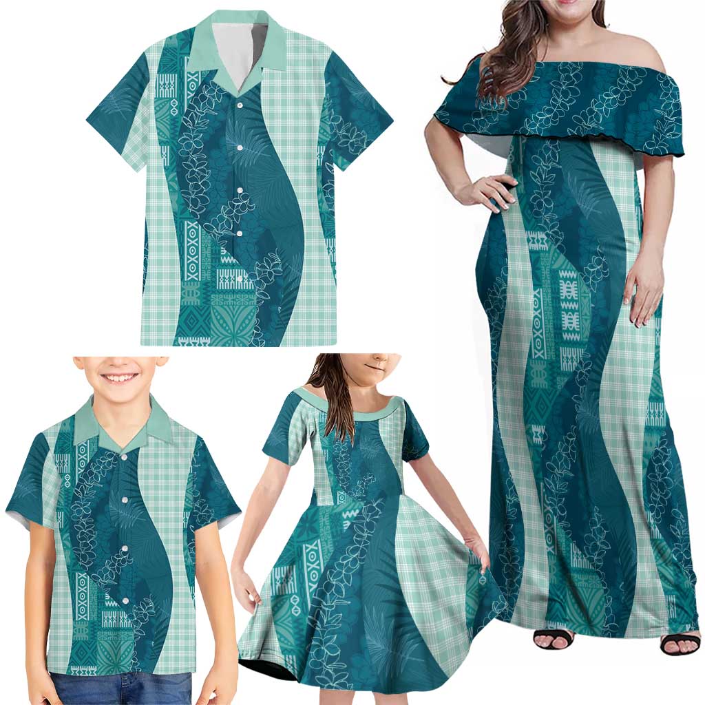 Polynesian Tribal Pattern Patchwork Picturesque Family Matching Off Shoulder Maxi Dress and Hawaiian Shirt Oceanic LT7 - Polynesian Pride