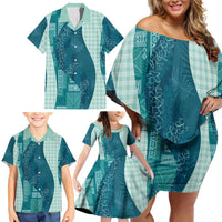 Polynesian Tribal Pattern Patchwork Picturesque Family Matching Off Shoulder Short Dress and Hawaiian Shirt Oceanic LT7 - Polynesian Pride