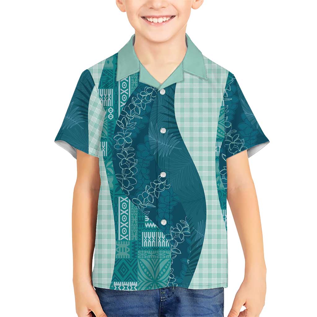 Polynesian Tribal Pattern Patchwork Picturesque Family Matching Tank Maxi Dress and Hawaiian Shirt Oceanic LT7 Son's Shirt Blue - Polynesian Pride
