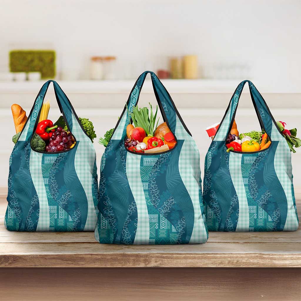 Polynesian Tribal Pattern Patchwork Picturesque Grocery Bag Oceanic LT7 3-pack One Size Blue - Polynesian Pride