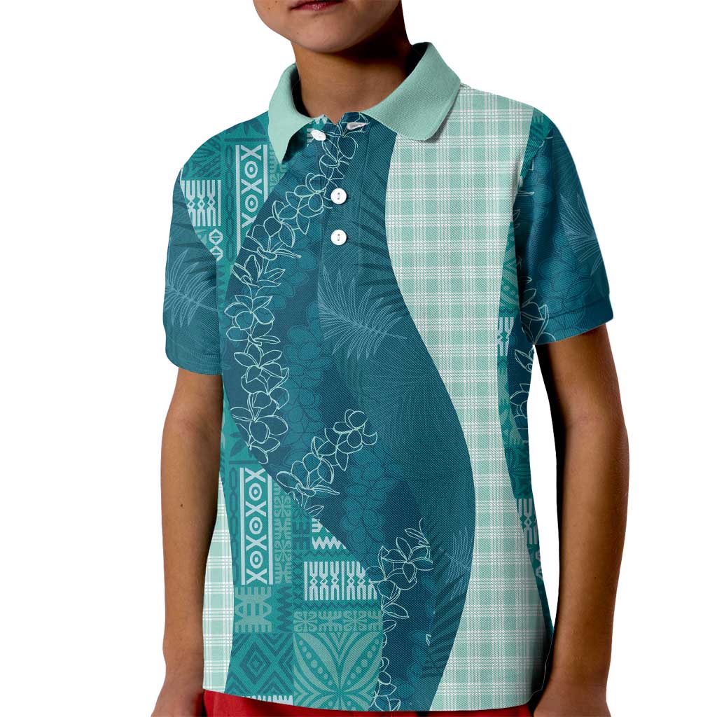 Polynesian Tribal Pattern Patchwork Picturesque Kid Polo Shirt Oceanic LT7 Kid Blue - Polynesian Pride
