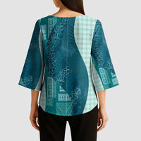 Polynesian Tribal Pattern Patchwork Picturesque Kimono Sleeve Blouse Oceanic LT7 - Polynesian Pride