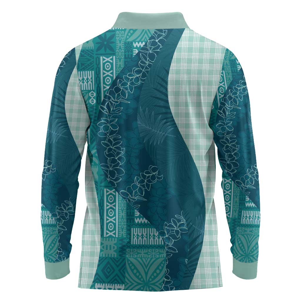 Polynesian Tribal Pattern Patchwork Picturesque Long Sleeve Polo Shirt Oceanic LT7 - Polynesian Pride