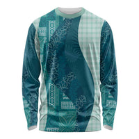 Polynesian Tribal Pattern Patchwork Picturesque Long Sleeve Shirt Oceanic LT7 Unisex Blue - Polynesian Pride
