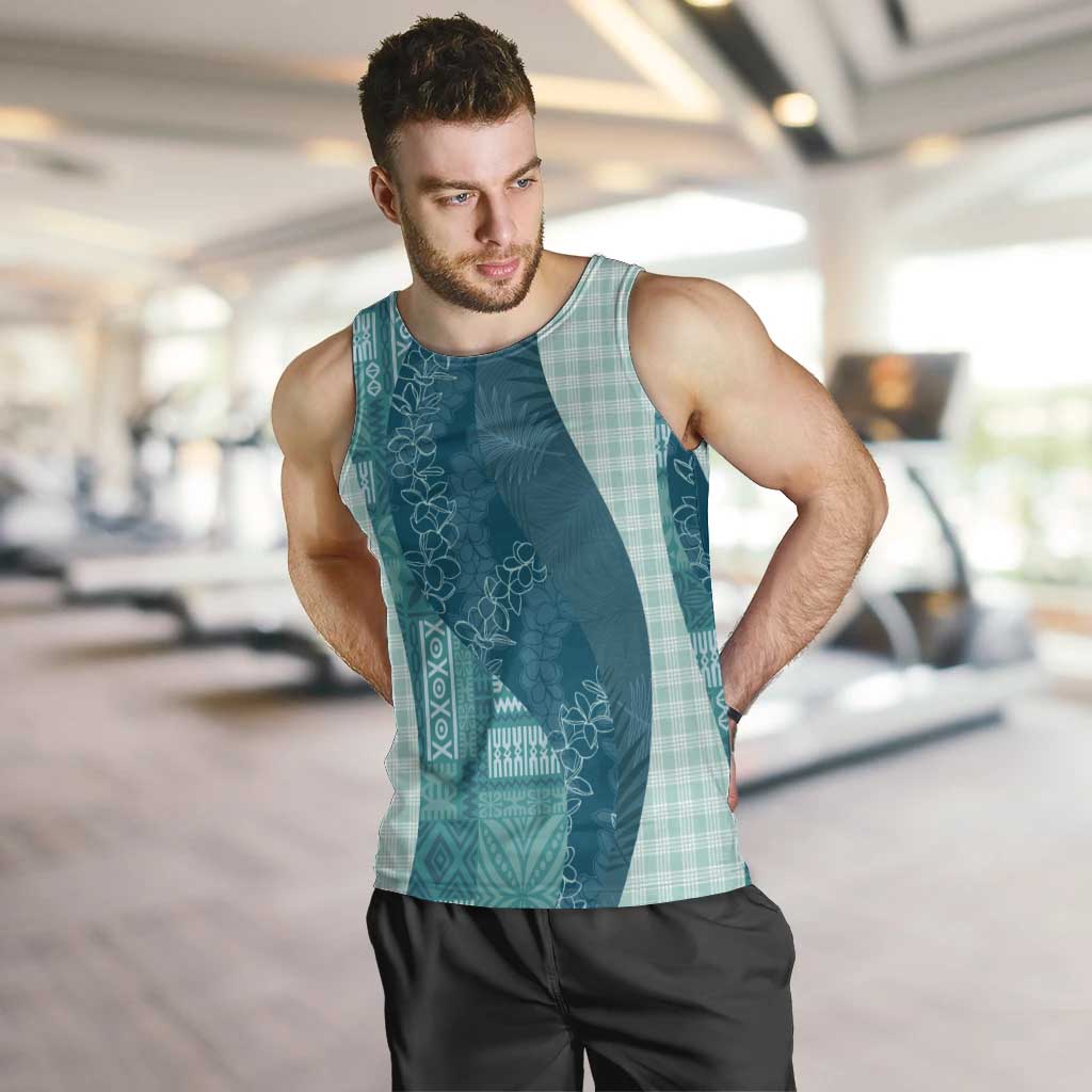 Polynesian Tribal Pattern Patchwork Picturesque Men Tank Top Oceanic LT7 Blue - Polynesian Pride