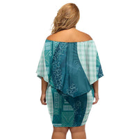 Polynesian Tribal Pattern Patchwork Picturesque Off Shoulder Short Dress Oceanic LT7 - Polynesian Pride