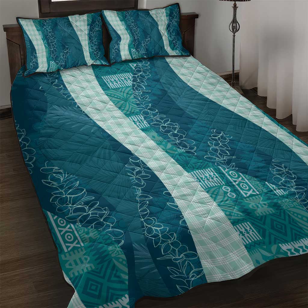 Polynesian Tribal Pattern Patchwork Picturesque Quilt Bed Set Oceanic LT7 Blue - Polynesian Pride