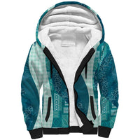 Polynesian Tribal Pattern Patchwork Picturesque Sherpa Hoodie Oceanic LT7 Unisex Blue - Polynesian Pride