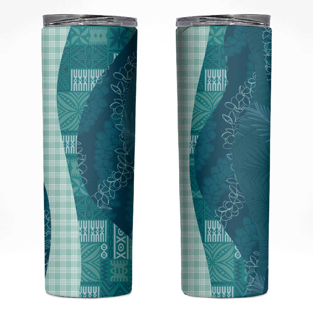 Polynesian Tribal Pattern Patchwork Picturesque Skinny Tumbler Oceanic LT7 Blue - Polynesian Pride