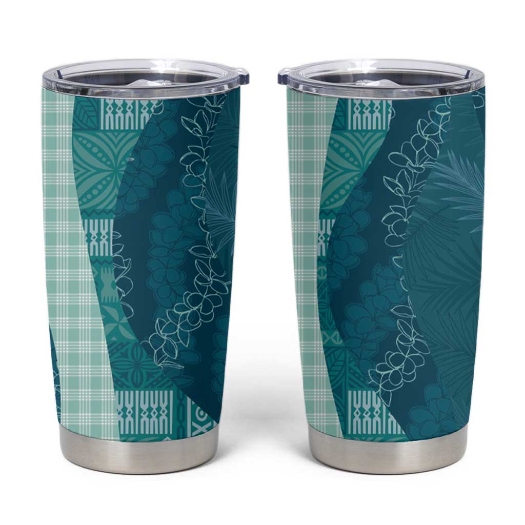 Polynesian Tribal Pattern Patchwork Picturesque Tumbler Cup Oceanic LT7 Blue - Polynesian Pride