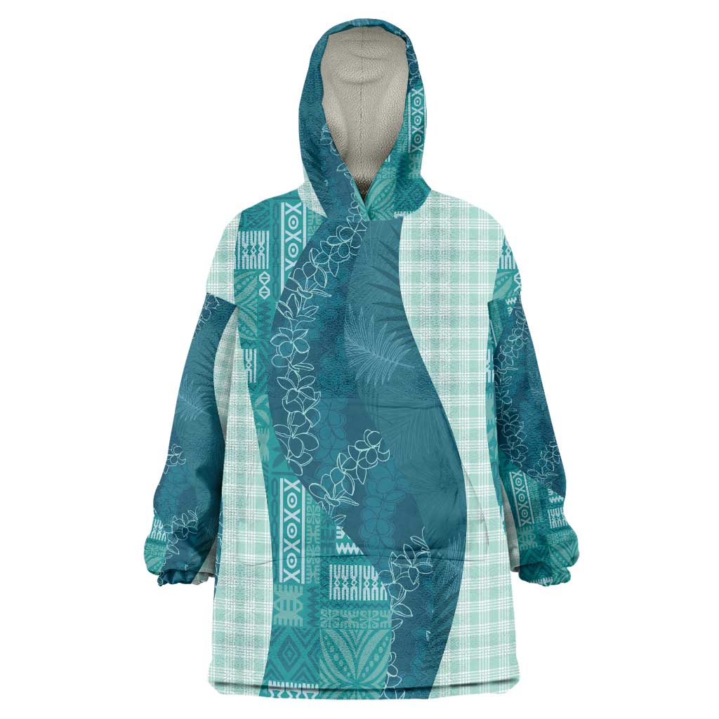Polynesian Tribal Pattern Patchwork Picturesque Wearable Blanket Hoodie Oceanic LT7 One Size Blue - Polynesian Pride
