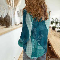 Polynesian Tribal Pattern Patchwork Picturesque Women Casual Shirt Oceanic LT7 - Polynesian Pride