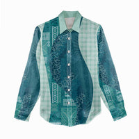Polynesian Tribal Pattern Patchwork Picturesque Women Casual Shirt Oceanic LT7 - Polynesian Pride