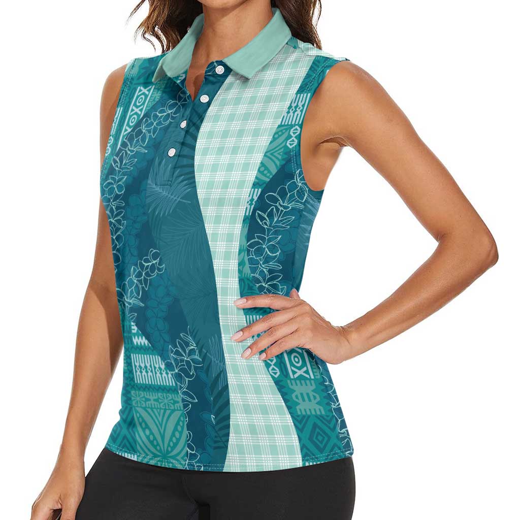Polynesian Tribal Pattern Patchwork Picturesque Women Sleeveless Polo Shirt Oceanic