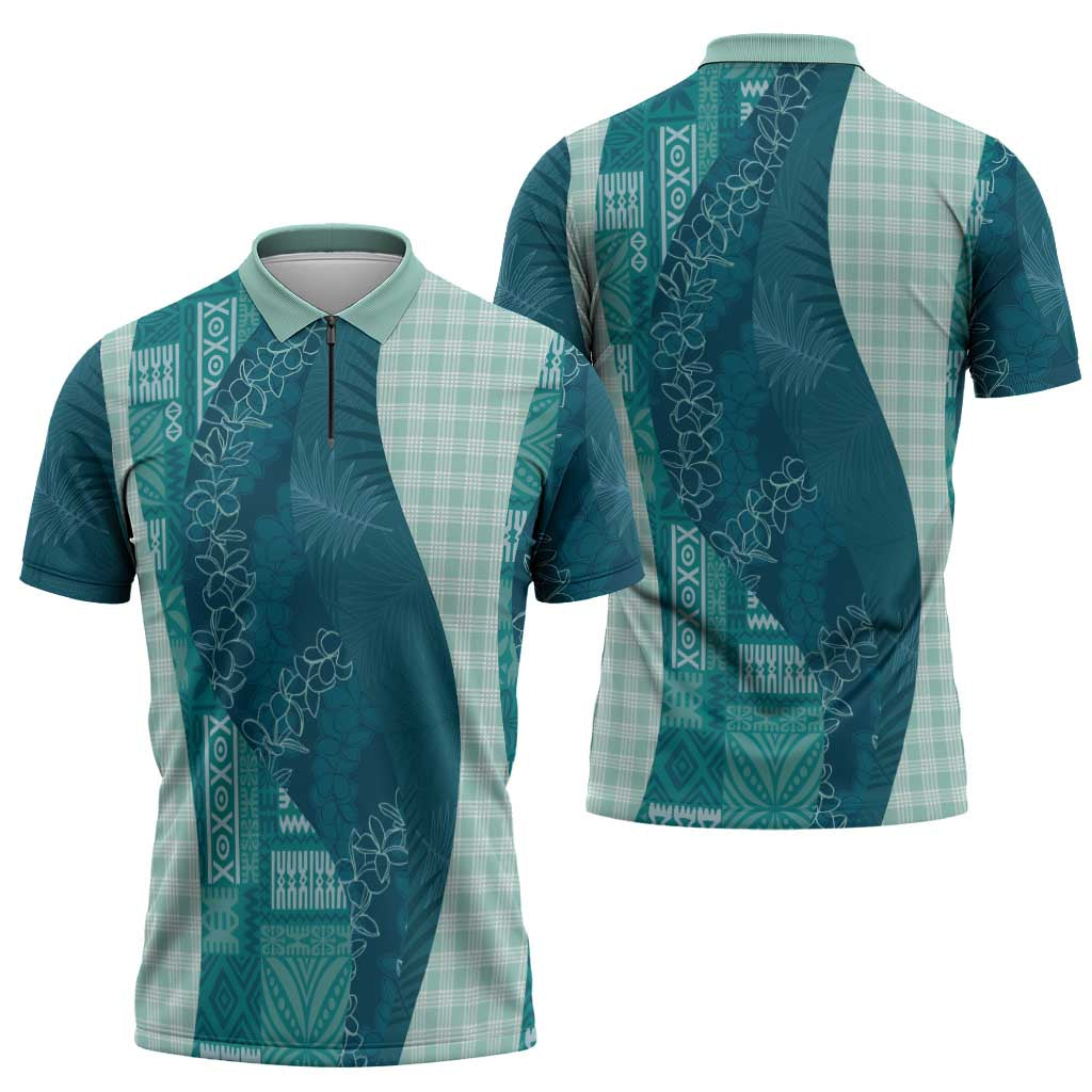 Polynesian Tribal Pattern Patchwork Picturesque Zipper Polo Shirt Oceanic LT7 - Polynesian Pride