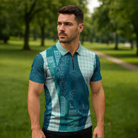 Polynesian Tribal Pattern Patchwork Picturesque Zipper Polo Shirt Oceanic LT7 - Polynesian Pride