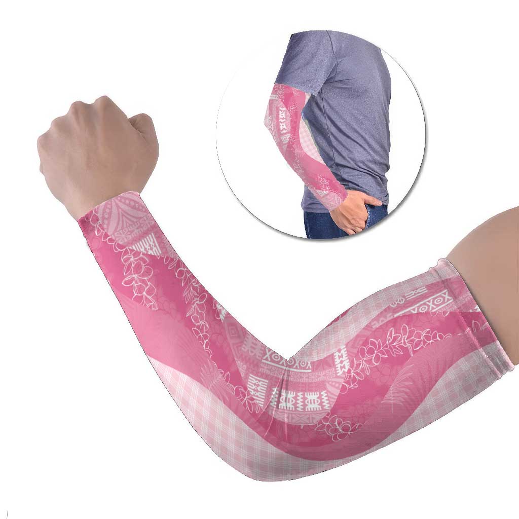 Polynesian Tribal Pattern Patchwork Picturesque Arm Sleeves Rose Pink LT7 Set of 2 Rose Pink - Polynesian Pride