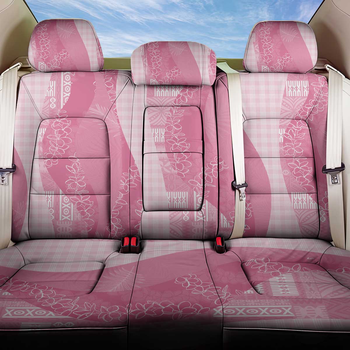 Polynesian Tribal Pattern Patchwork Picturesque Back Car Seat Cover Rose Pink LT7 One Size Rose Pink - Polynesian Pride
