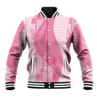 Polynesian Tribal Pattern Patchwork Picturesque Baseball Jacket Rose Pink LT7 Unisex Rose Pink - Polynesian Pride