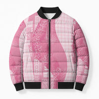 Polynesian Tribal Pattern Patchwork Picturesque Bomber Puffer Jacket Rose Pink LT7 Unisex Rose Pink - Polynesian Pride