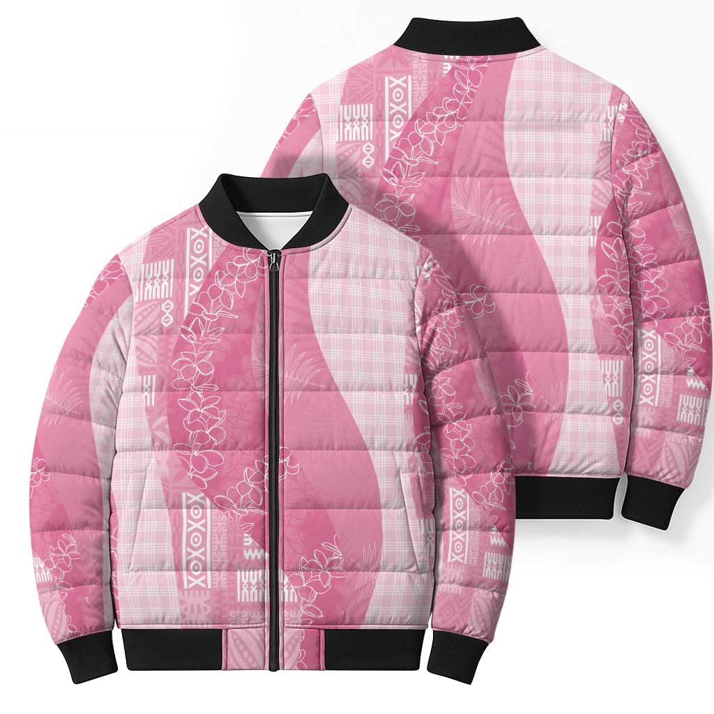 Polynesian Tribal Pattern Patchwork Picturesque Bomber Puffer Jacket Rose Pink LT7 - Polynesian Pride