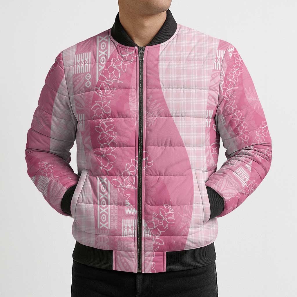 Polynesian Tribal Pattern Patchwork Picturesque Bomber Puffer Jacket Rose Pink LT7 - Polynesian Pride