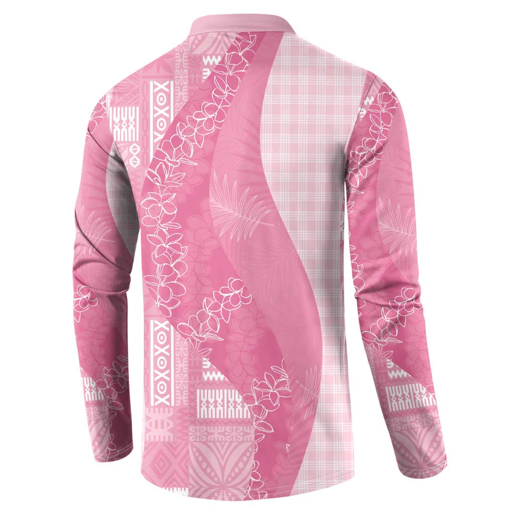 Polynesian Tribal Pattern Patchwork Picturesque Button Sweatshirt Rose Pink LT7 - Polynesian Pride