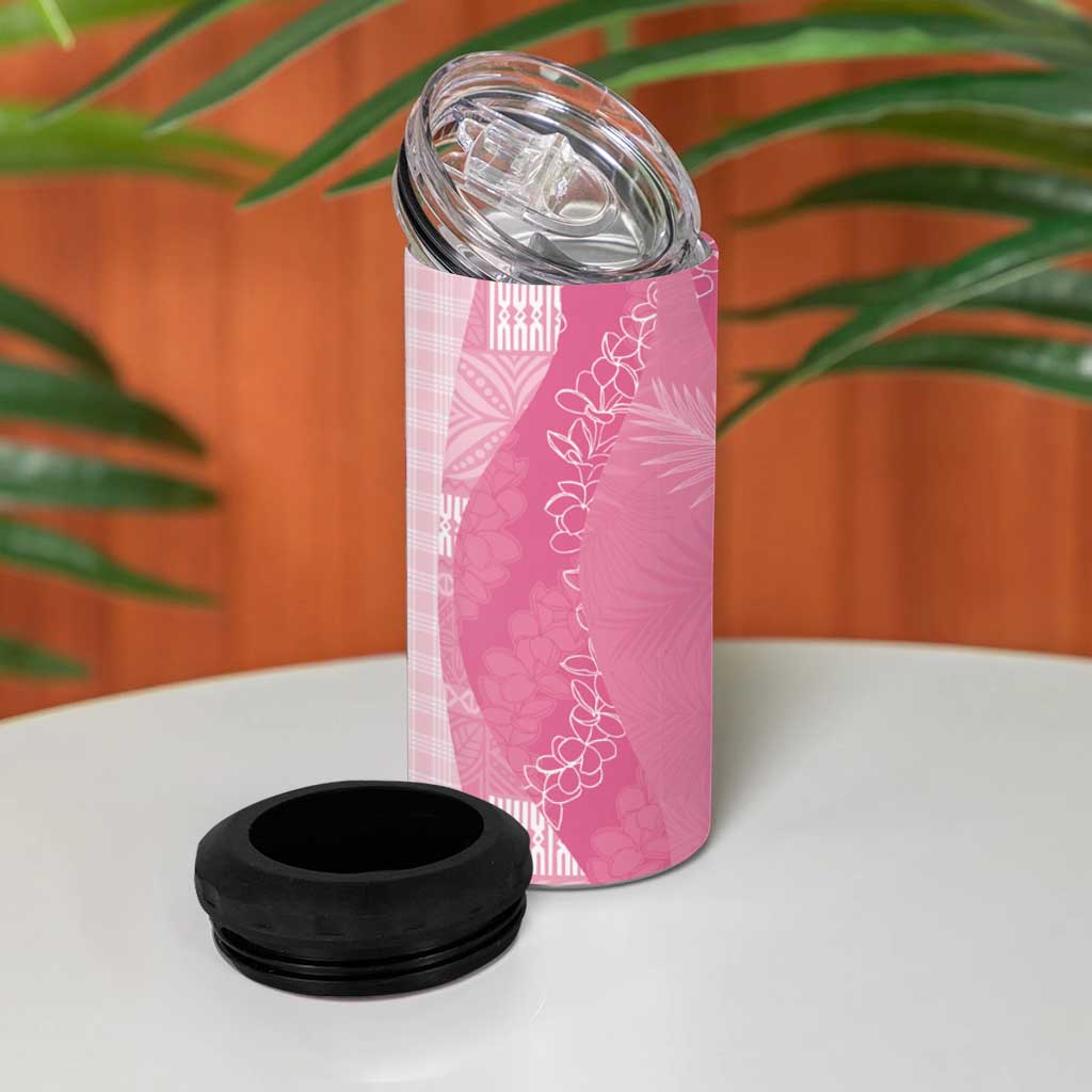 Polynesian Tribal Pattern Patchwork Picturesque 4 in 1 Can Cooler Tumbler Rose Pink LT7 - Polynesian Pride