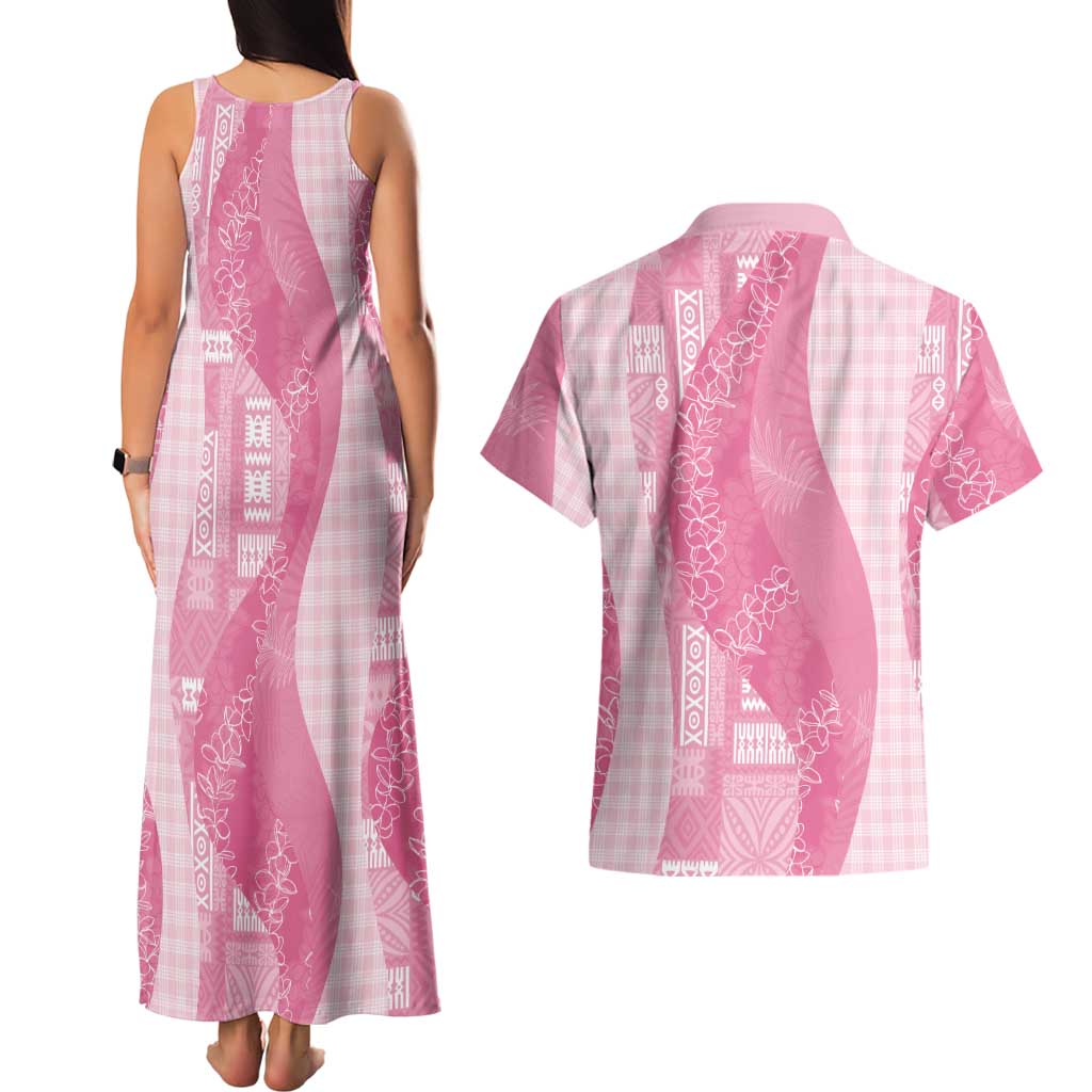 Polynesian Tribal Pattern Patchwork Picturesque Couples Matching Tank Maxi Dress and Hawaiian Shirt Rose Pink LT7 - Polynesian Pride
