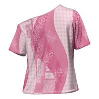 Polynesian Tribal Pattern Patchwork Picturesque Cross Shoulder Shirt Rose Pink LT7 - Polynesian Pride