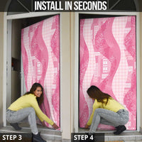 Polynesian Tribal Pattern Patchwork Picturesque Door Cover Rose Pink LT7 - Polynesian Pride