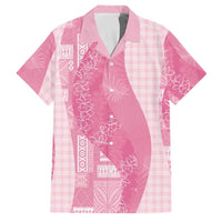 Polynesian Tribal Pattern Patchwork Picturesque Family Matching Off Shoulder Maxi Dress and Hawaiian Shirt Rose Pink