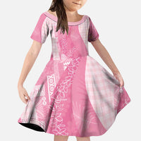 Polynesian Tribal Pattern Patchwork Picturesque Family Matching Puletasi and Hawaiian Shirt Rose Pink LT7 Daughter's Dress Rose Pink - Polynesian Pride