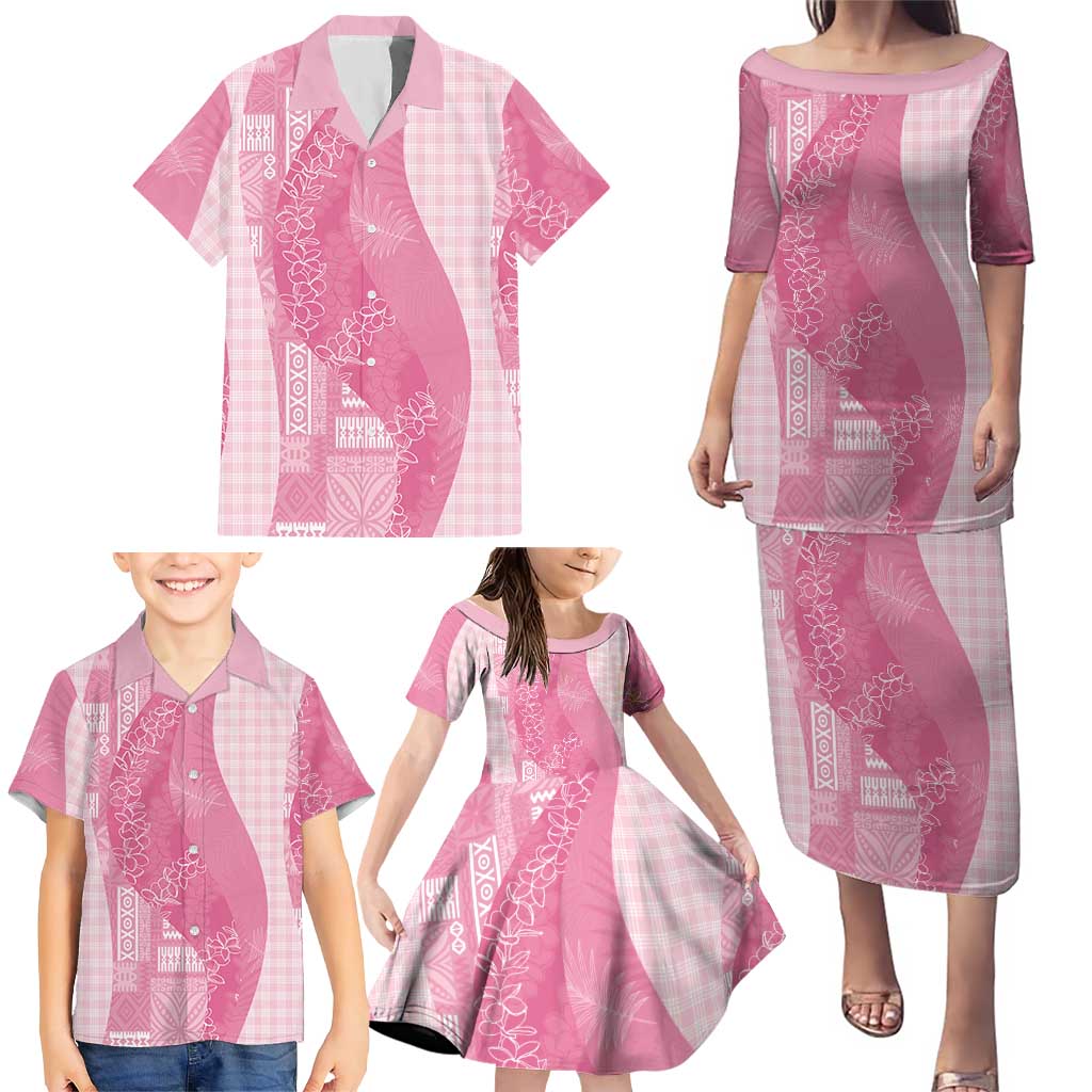 Polynesian Tribal Pattern Patchwork Picturesque Family Matching Puletasi and Hawaiian Shirt Rose Pink LT7 - Polynesian Pride