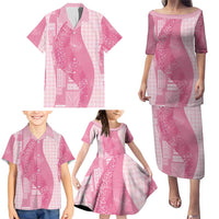 Polynesian Tribal Pattern Patchwork Picturesque Family Matching Puletasi and Hawaiian Shirt Rose Pink LT7 - Polynesian Pride