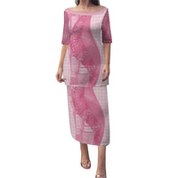 Polynesian Tribal Pattern Patchwork Picturesque Family Matching Puletasi and Hawaiian Shirt Rose Pink LT7 Mom's Dress Rose Pink - Polynesian Pride
