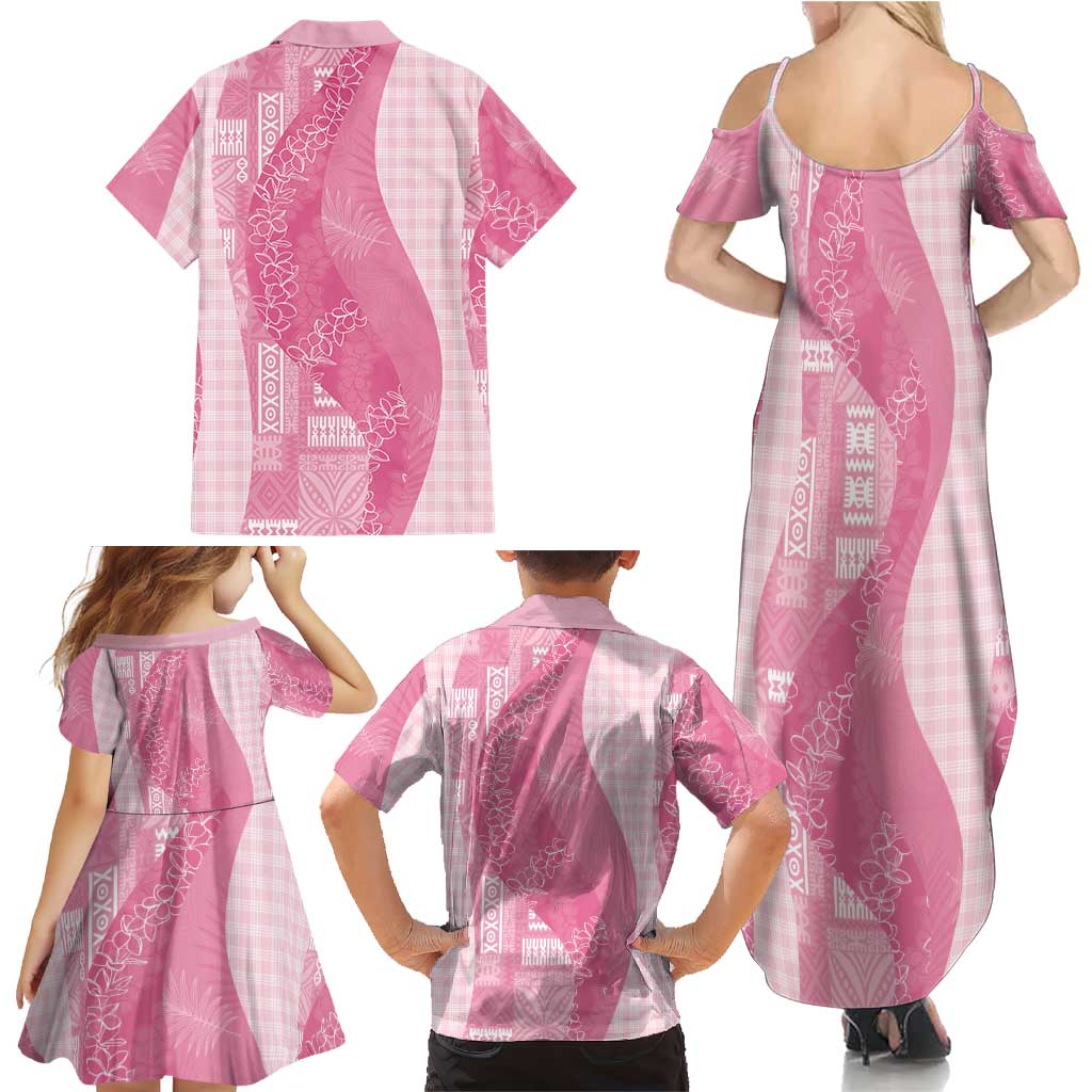 Polynesian Tribal Pattern Patchwork Picturesque Family Matching Summer Maxi Dress and Hawaiian Shirt Rose Pink LT7 - Polynesian Pride