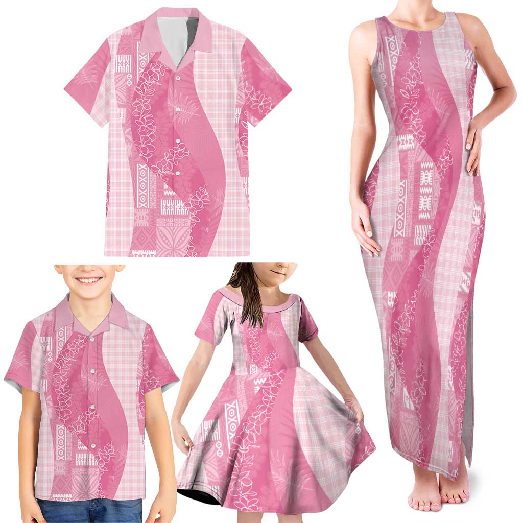 Polynesian Tribal Pattern Patchwork Picturesque Family Matching Tank Maxi Dress and Hawaiian Shirt Rose Pink LT7 - Polynesian Pride