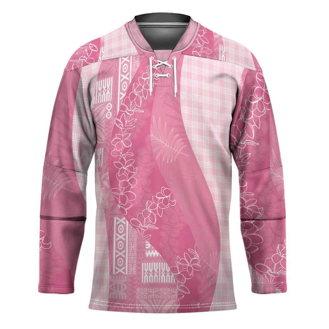 Polynesian Tribal Pattern Patchwork Picturesque Hockey Jersey Rose Pink LT7 Unisex Rose Pink - Polynesian Pride