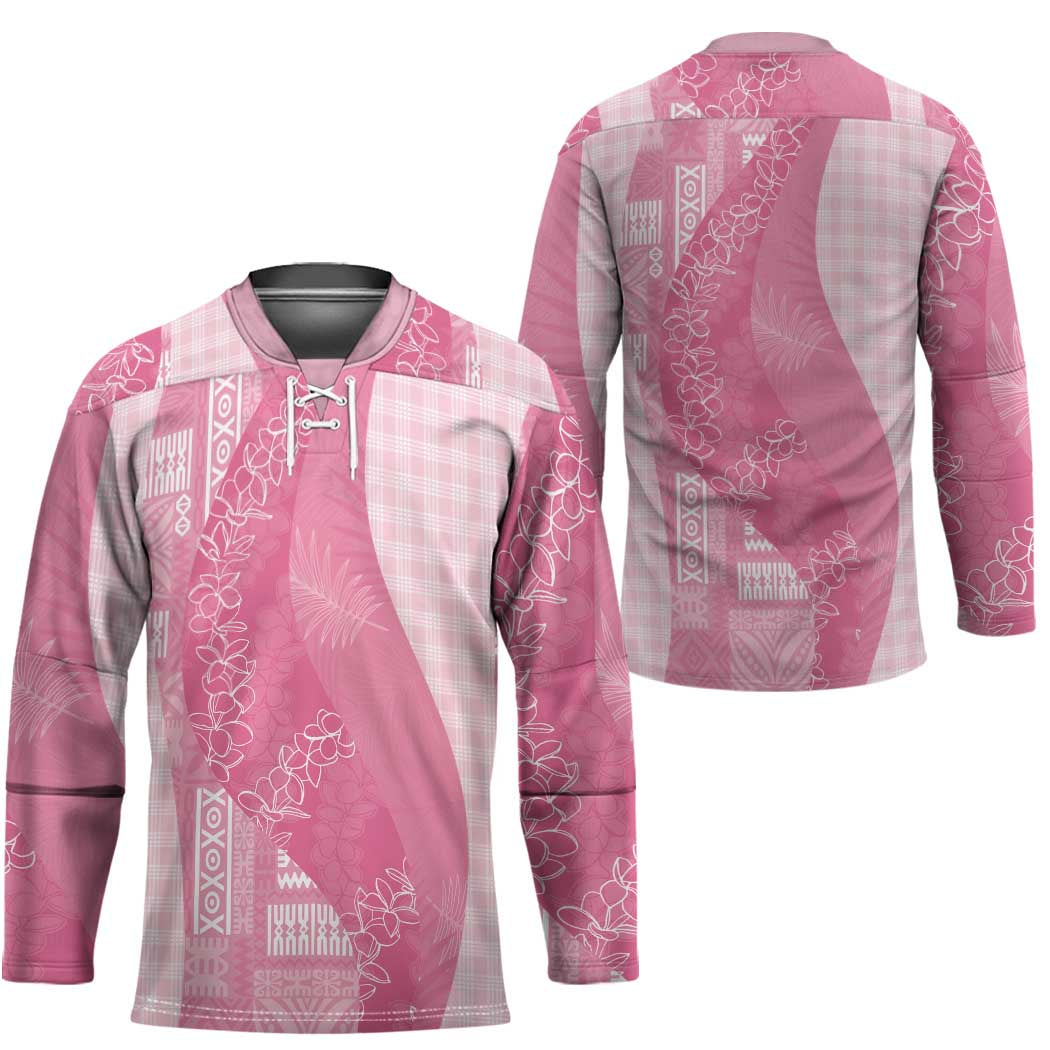 Polynesian Tribal Pattern Patchwork Picturesque Hockey Jersey Rose Pink LT7 - Polynesian Pride