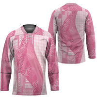 Polynesian Tribal Pattern Patchwork Picturesque Hockey Jersey Rose Pink LT7 - Polynesian Pride
