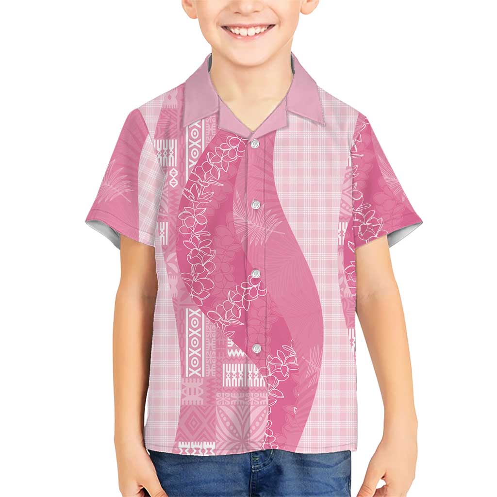 Polynesian Tribal Pattern Patchwork Picturesque Kid Hawaiian Shirt Rose Pink LT7 Kid Rose Pink - Polynesian Pride
