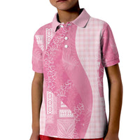 Polynesian Tribal Pattern Patchwork Picturesque Kid Polo Shirt Rose Pink
