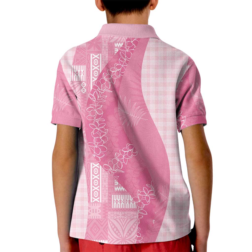 Polynesian Tribal Pattern Patchwork Picturesque Kid Polo Shirt Rose Pink
