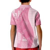 Polynesian Tribal Pattern Patchwork Picturesque Kid Polo Shirt Rose Pink