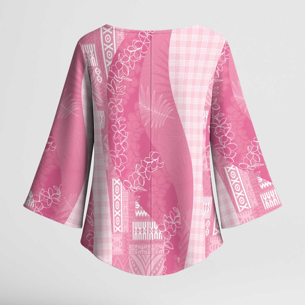 Polynesian Tribal Pattern Patchwork Picturesque Kimono Sleeve Blouse Rose Pink LT7 - Polynesian Pride